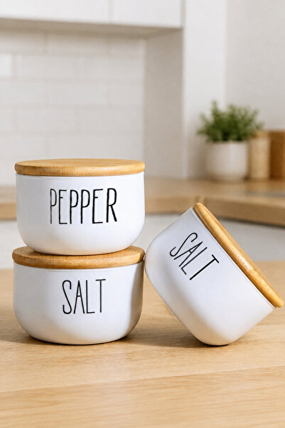 Meturas Bamboo Vacuum Airtight Cylinder Lid Glass Jar Spice Set of 3 370 ml