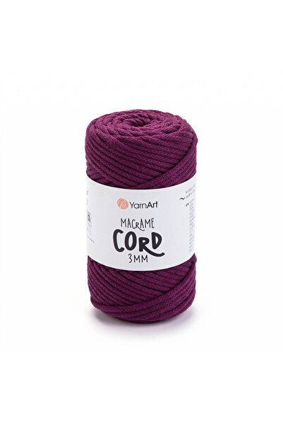 Yarnart Macrame Cord 3 mm - Macrame Hand Knitting Rope Plum-777