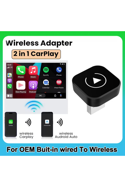 Choice1 Black Ultra Mini 2in1 Wireless CarPlay Adapter Wireless Android Auto ...
