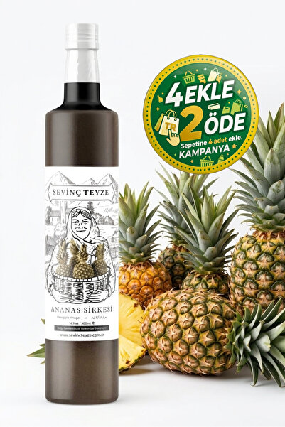 Organik Teyze Sevinç Teyze Ananas Sirkesi 500ml - Doğal Fermantasyon, Katkısı...