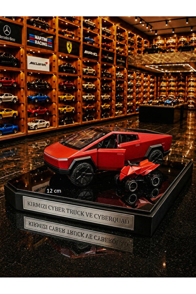 OYUNCAKSAHİLİ Tesla Cybertruck ve Atv Motor Diecast Metal Tarz Çekbırak Kolek...