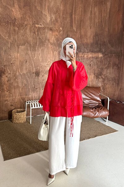 ensade Bağlamalı Yazlık Keten Kimono Yarasa Kol Oversize Kadın Kimono Ceket T...
