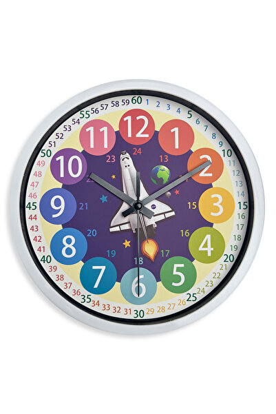 Choice 8inch 3058 1pc Blue Cartoon Style Spaceship Wall Clock, Color Teaching...