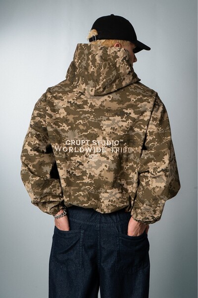Crupt Studio Battle Mode Kamuflaj Erkek Zip Hoodie Ceket