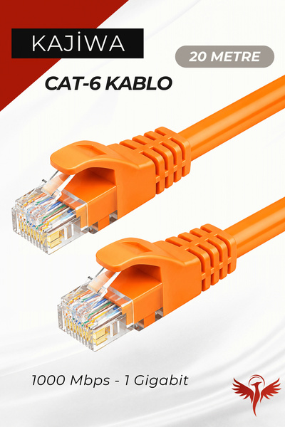 KAJİWA CAT6 20 Metre Ethernet Kablosu 1.000 Mbps Premium İnternet Lan Kablo 20mt