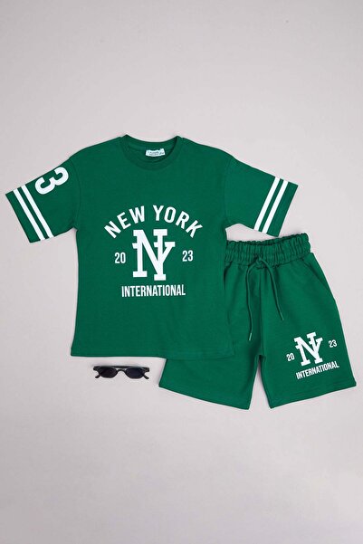Fulla Moda New York Printed Striped Boys' 2-Piece Set