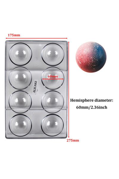 Choice T-2252-JIT Polycarbonate Chocolate Molds 6cm/2.8cm Sphere Chocolate Bo...