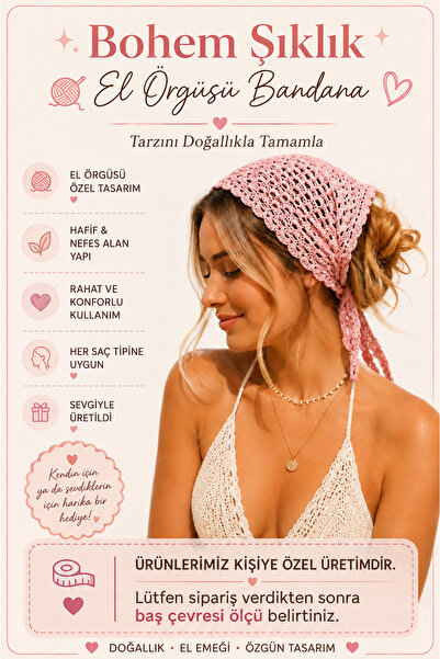 NEHOLİA Hand Knitted Hair Bandana Bohemian Headband Summer Combination Bandan...