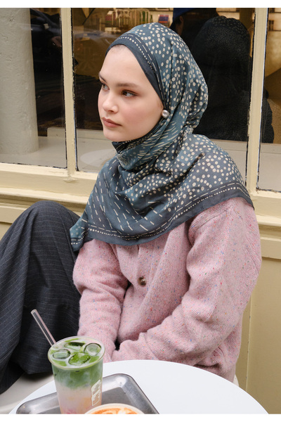 Freshscarfs Dot Elegance Pattern Hemp Shawl Sea Foam