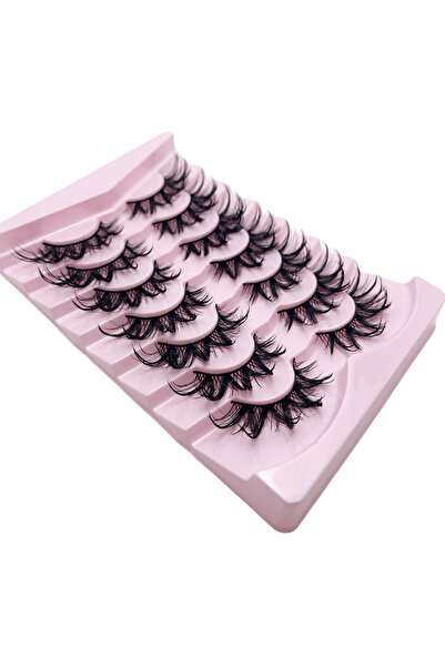 Choice BLACK & RED 7 Pairs Wet False Eyelashes Fluffy Fairy Cat Eyelashes 3D ...