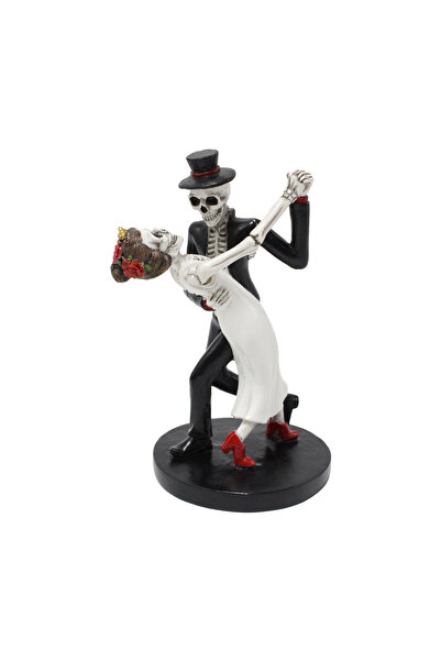 Choice Multi-Colored 1pc Dancing Skeleton Couple Resin Statue, Valentine's Da...