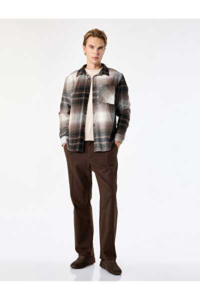 Koton Cotton Linen Blend Pocketed Pleated Slim Fit Tie-Waist Trousers