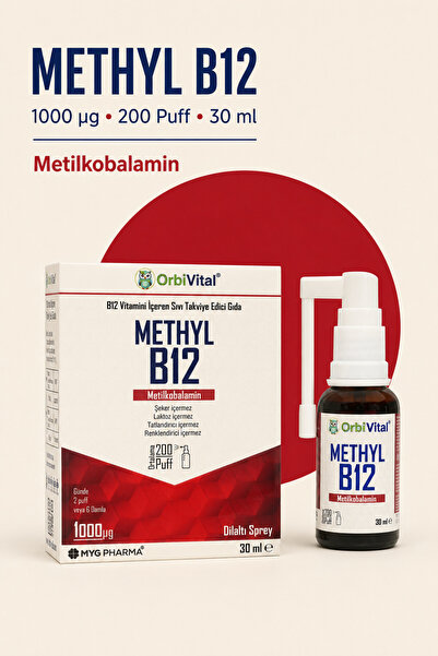 B12 Vitamini 1000 mcg Metilkobalamin 200 Puff Dilaltı Sprey 30 ml