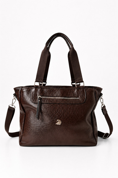 MILANOFOX Women's Brown Large Volume Multi-Compartment Soft Leather Zippered ...