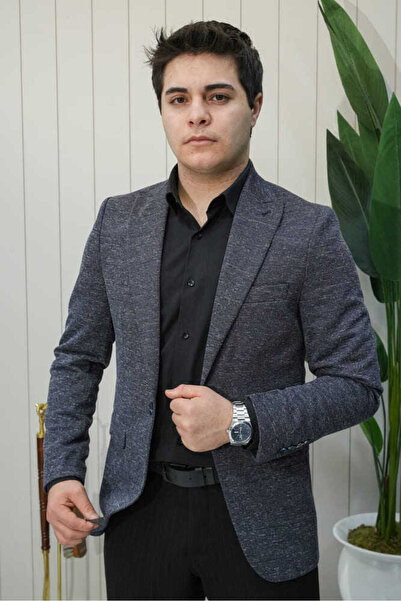 Beystil Sivri Yaka Kırçıllı Lacivert Ceket Eylül- Slim Fit