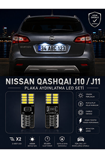TVS Nıssan Qashqaı J10 J11 Plaka Aydınlatma Seti Beyaz Özel COB LED