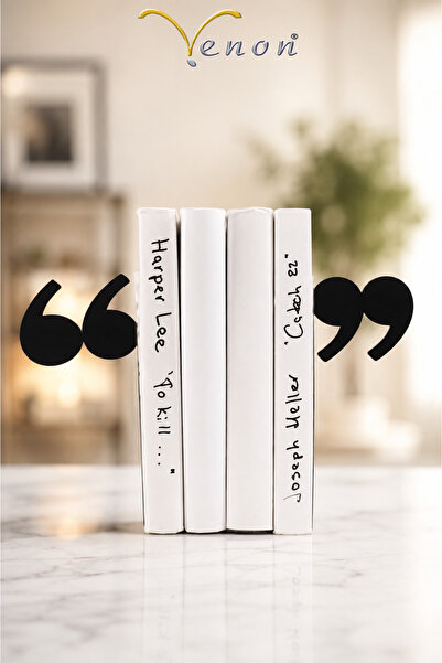 VENON 2 Pcs Black''Nail Sign'' Metal Bookends Book Holder Home and Office Dec...