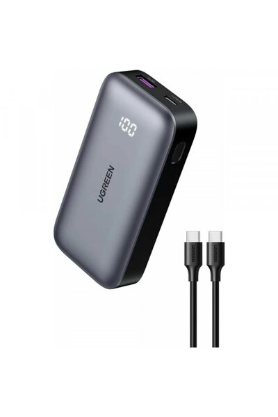 Ugreen Baterie Externa PB502, 10000mAh, 30W, QC + PD, 1 x USB-A - 1 x USB-C, Gri