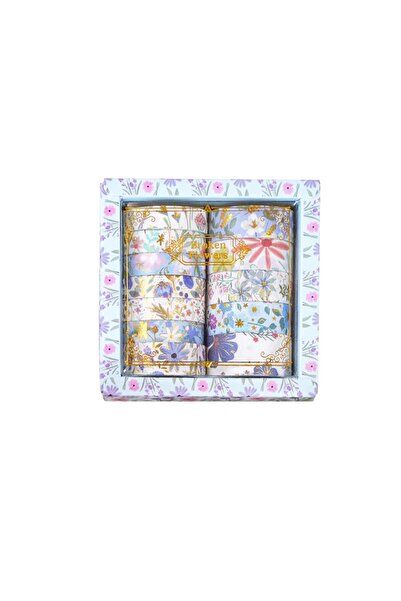Choice Blue 12 Rolls/Box of Plant Flower Patterned Washi Tape, with Gold Stam...