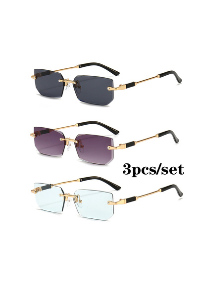 Choice8 نظارات شمسية مستطيلة بدون إطار من ماركة MULTI 3pcs-123، نظارات شمسية ...