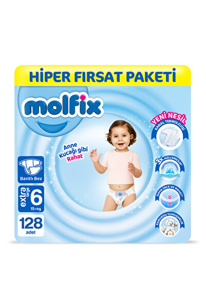 Molfix Kanal Teknolojisi Hiper Fırsat Paketi 6 Beden Extra Large 128 Adet