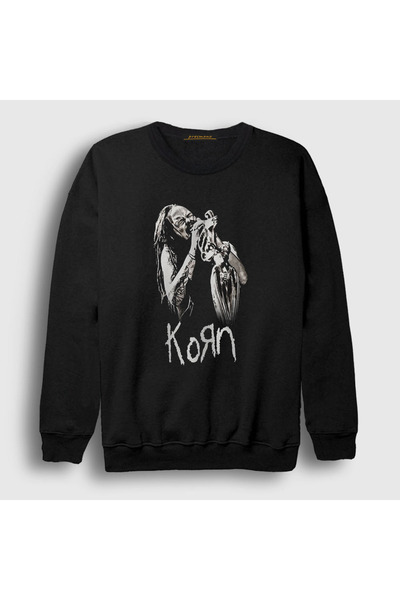 Presmono Unisex Siyah Jonathan Davis Korn Sweatshirt 92173tt