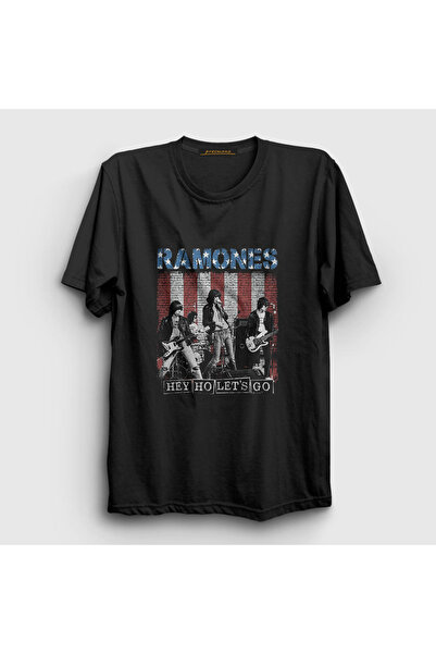 Presmono Unisex Black Go Ramones T-shirt169611tt