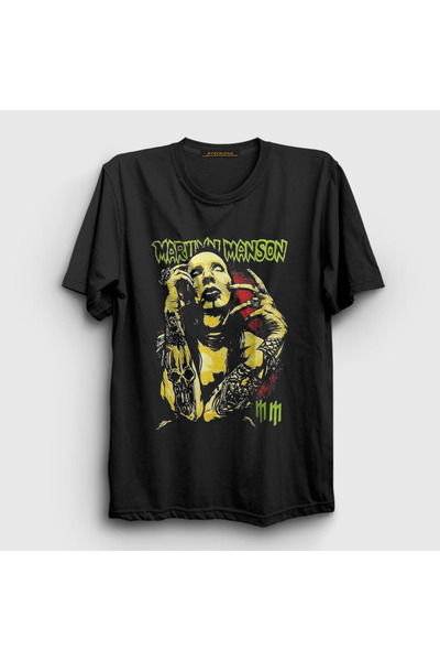 Presmono Unisex Black Poster Marilyn Manson T-Shirt 550857Tt