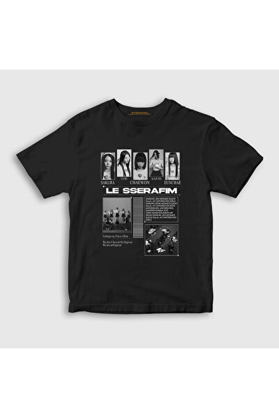 Presmono Unisex Kids Black Unforgiven K-Pop Le Sserafim T-Shirt 599842Tt