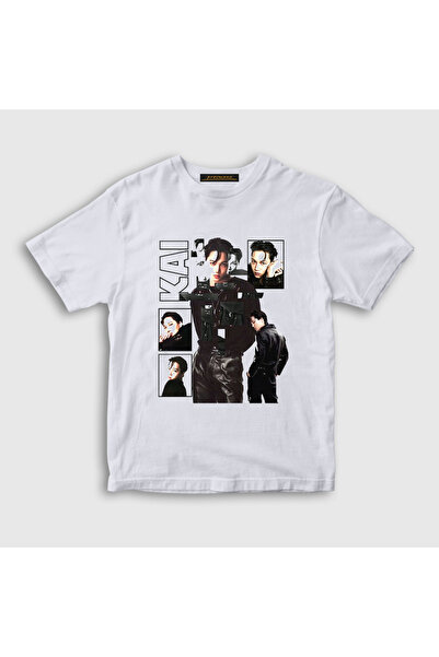 Presmono Unisex Kids White Kai Kim Jong in Exo T-Shirt 597769Tt
