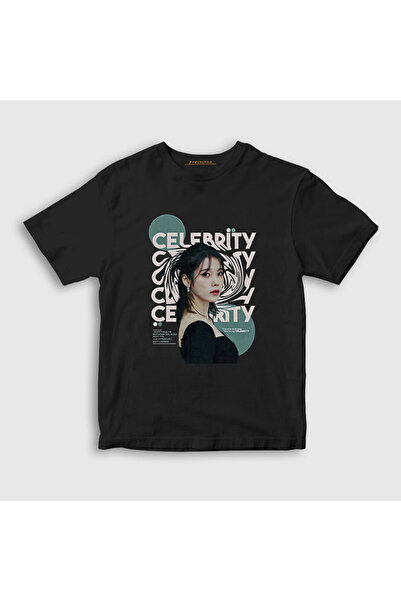 Presmono Unisex Kids Black Celebrity Lee Ji Eun Iu Iu T-Shirt 596642Tt