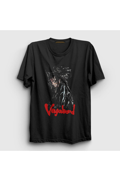 Presmono Unisex crna Musashi Miyamoto V2 Manga Vagabond majica 492347tt