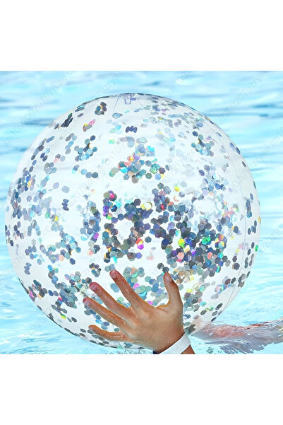Choice silvery 1pc Inflatable Beach Ball PVC Sequin Bal Summer Beach Swimming...