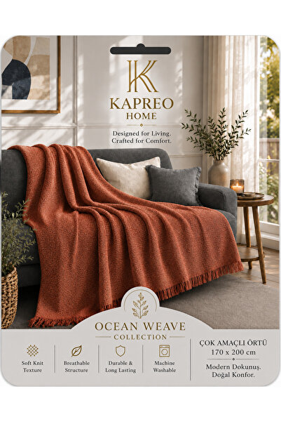 Kapreo Home Oceanwave Çok Amaçlı Örtü 170 X 200 Kiremit