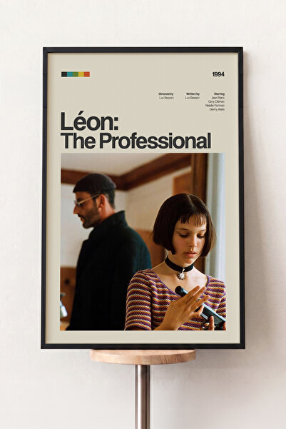 Leon The Professional Siyah Çerçeveli Retro Film Posteri