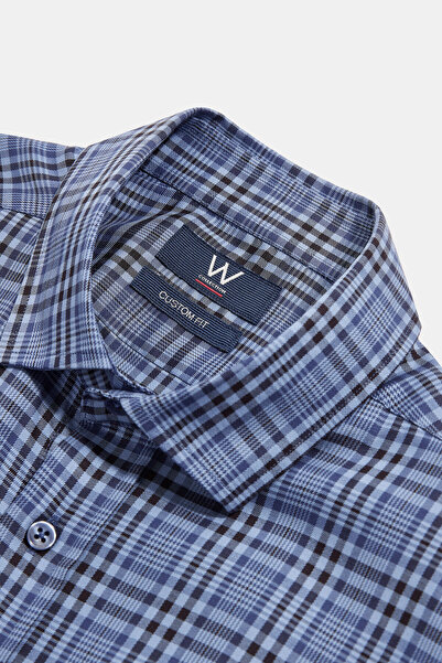 W Collection LACİVERT EKOSE SOFT YAKA GÖMLEK