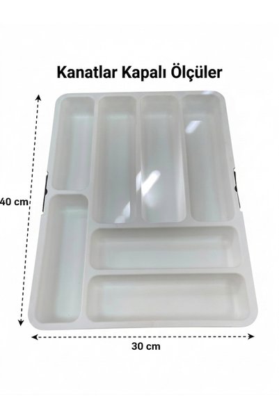 Simply Now Multifunctional Pull-Out Winged Kitchen Drawer Organizer, White-Anthracite, 1 Piece Set
