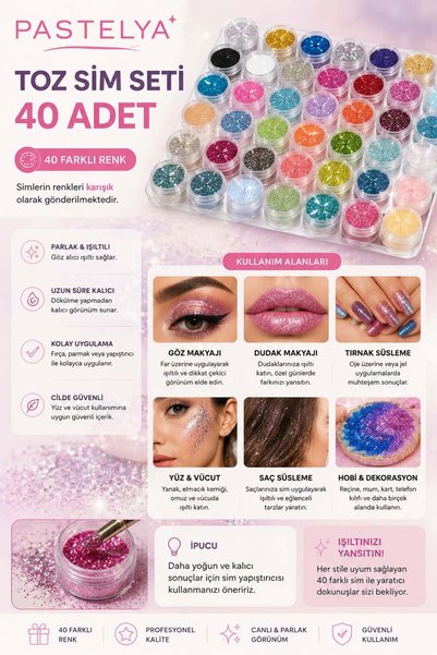 Generic Brand 40 قطعة من ظلال العيون اللامعة للوجه والجسم، 40 لونًا مختلفًا من ظلال العيون اللامعة