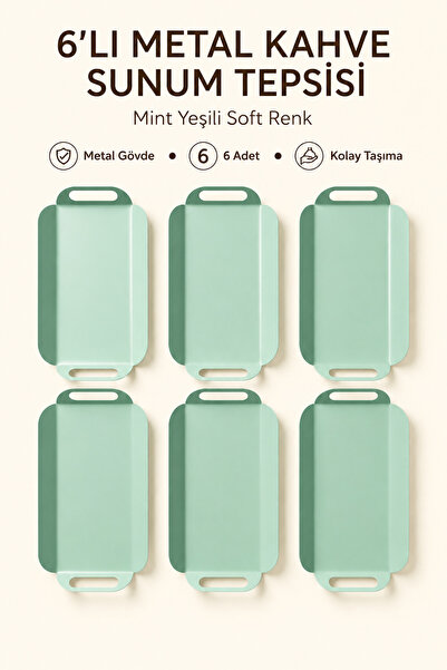 hemlife 6'LI Modern Kulplu Metal Kahve Sunum Tepsisi – Dikdörtgen Minimalist ...