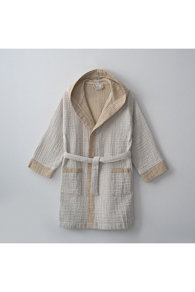 Ecocotton Melinda Children's Bathrobe 100% Organic Cotton Muslin Woven Mustard