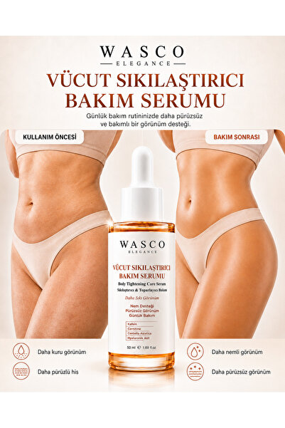 Vücut Sıkılaştırıcı Bakım Serumu 50 ml - Kafein, Carnitine, Centella Asiatica ve Hyaluronik Asit İçeren Günlük Vücut Bakım Serumu