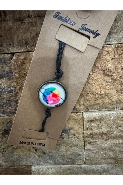 Herşey Nota Colorful Black String Bracelet with Planet Figure – Unisex Adjust...