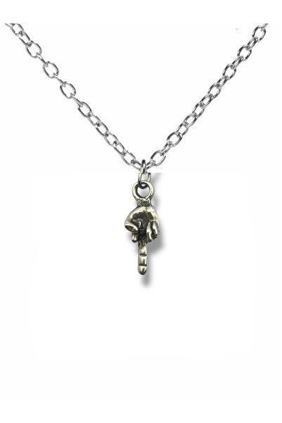 Herşey Nota Unisex Metal Necklace with Middle Finger Point – Provocative Desi...