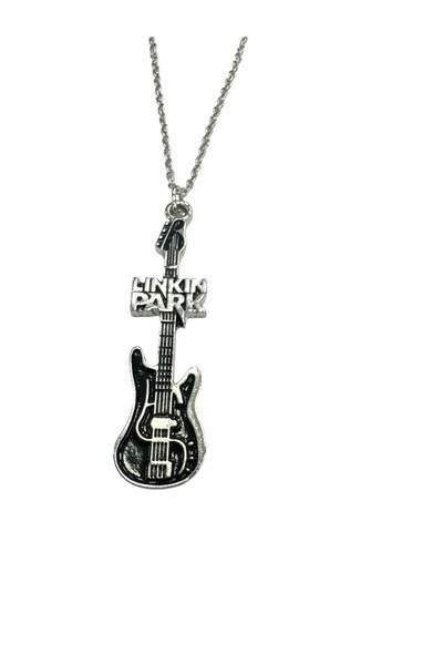 Herşey Nota Linkin Park Themed Electric Guitar Necklace – 60 cm Metal Rock & ...