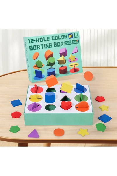 Choice NB220C1 3D Shapes Geometric Solids Wooden Color Toy Sorting Toy Develo...
