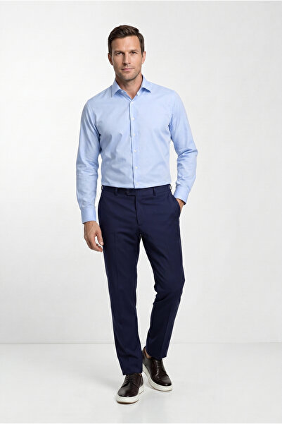 Kiğılı Uzun Kol Slim Fit Non Iron Ütü Gerektirmeyen Pamuklu Klasik Gömlek