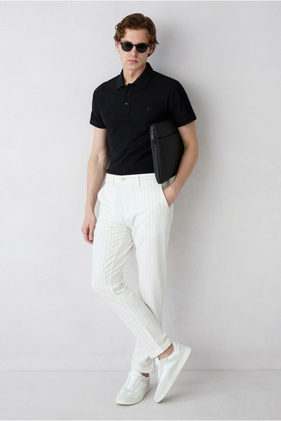 Kiğılı Straight Slim Fit Striped Lycra Stretchy Side Pocket Lycra Canvas / Ch...