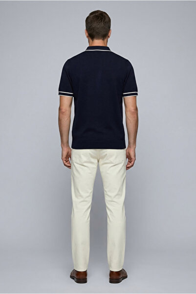 Kiğılı Regular Fit Şerit Detaylı Polo Yaka Örme Tişört