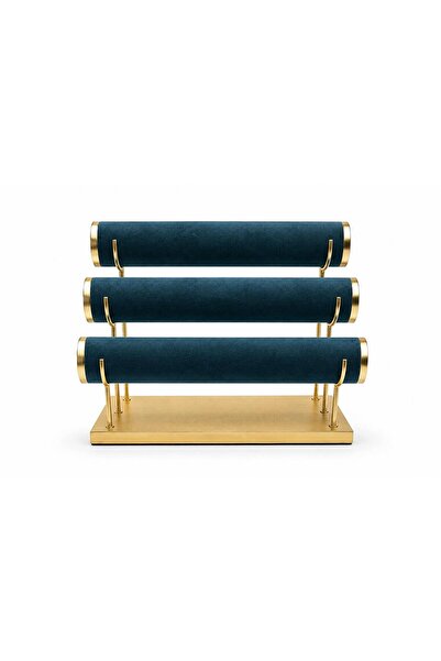 STAND MARKET Jewelry Stand 3 Cylinder Dark Turquoise Blue