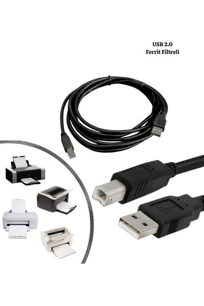 ZEYar Teknoloji 3 Metre Siyah Ferit filtreli USB 2.0 Yazıcı ve Tarayıcı Kablosu - Tüm Markalarla Uyumlu (Tip A - Tip B)
